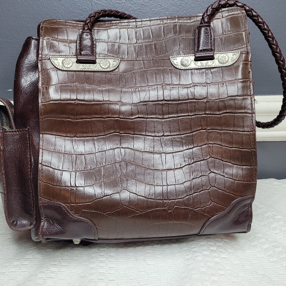 Vintage Western Brown Crocodile Bueno Handbag Purse